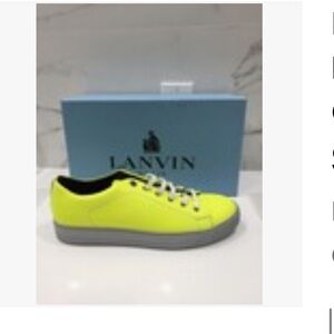 Lanvin Mens Leather Low Top Fluo Gummy Calfskin Sneaker
